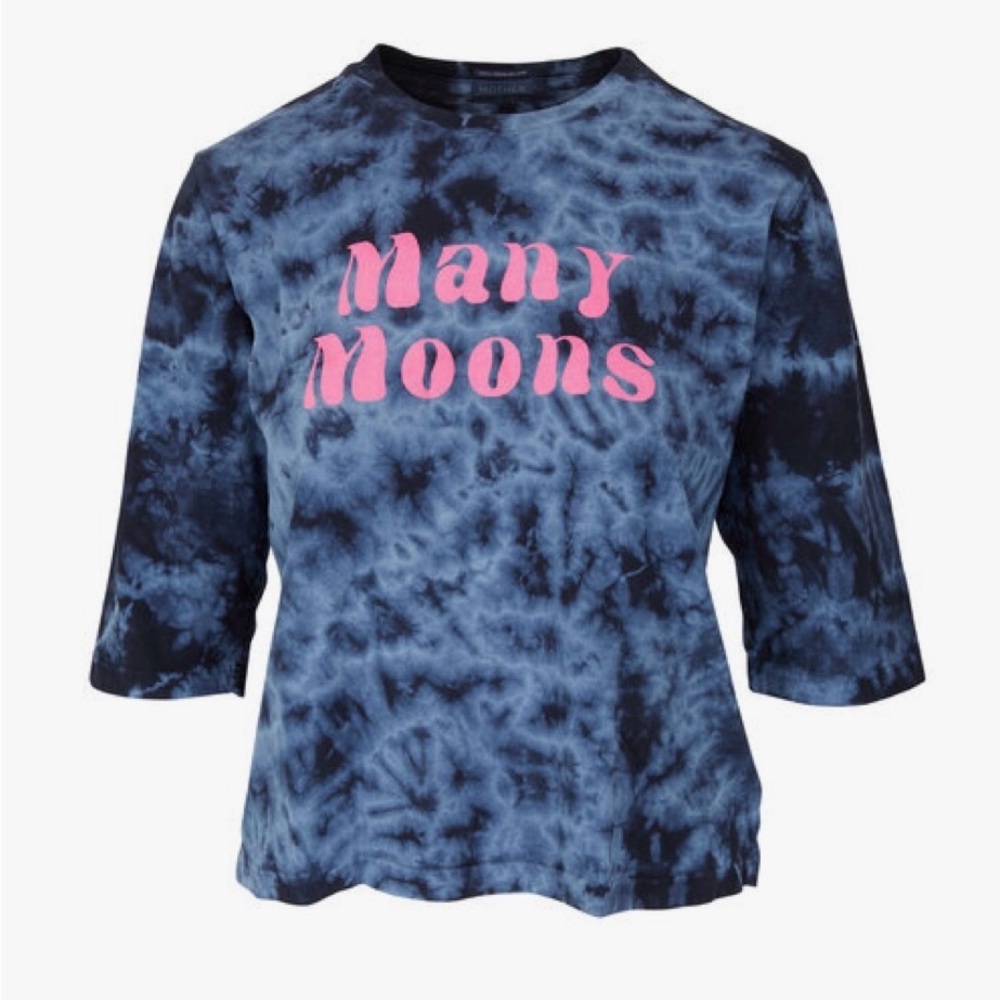 Mother the Elbow Boxy Goodie Tee Sz Small Many Moons Tie Dye Graphic T Shirt EUC